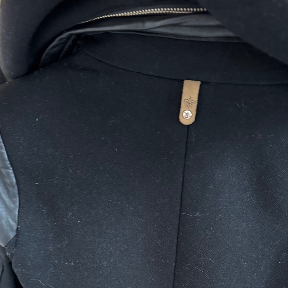 Mackage Odilia Black Wool & leather moto Jacket w/ removable hood XS EUC - Picture 9 of 16